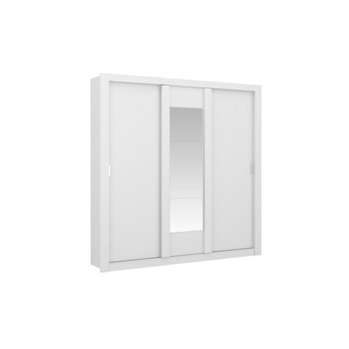 Armoire avec miroir ROXANE - 3 portes coulissantes - L. 220 cm - Blanc