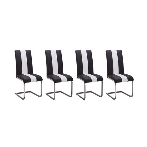 Lot De 4 Chaises En Simili Trinity - Simili - Noir & Blanc