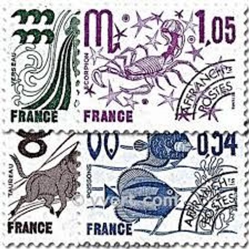 Signes Du Zodiaque (1) Série Complète Année 1977 Préoblitérés N° 146 147 148 149 Yvert Et Tellier Luxe