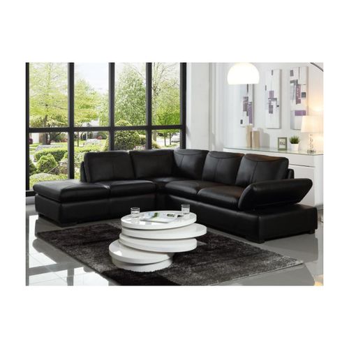 Canapé D'angle En Cuir Onyx Ii - Noir - Angle Gauche