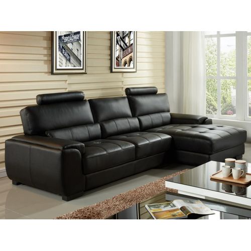 Canapé D'angle En Cuir Metropolitan Ii - Noir - Angle Droit