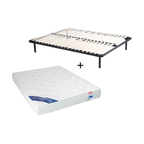 Ensemble cadre à lattes + matelas mousse ZEUS de DREAMEA - 15cm épaisseur - 140 x 200 cm