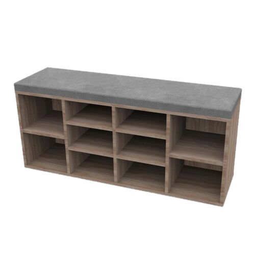 Banc de rangement à chaussures avec coussin JOE - 103,5x29,5x48 cm - Marron