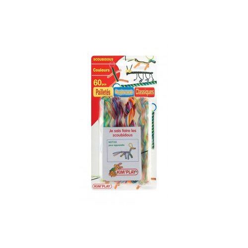 Kit 60 Fils Scoubidous Couleurs Et Notice Fr - Brins Elastique Pailletes, Phosphorescents, Classiques - Set Loisir Creatif Enfant Et Carte