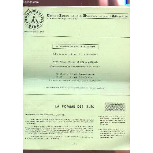 1 Fascicule : Un Dejeuner Du Cida Le 30 Octobre Et Qulques Photos Recettes. / (Sept-Oct 1964).