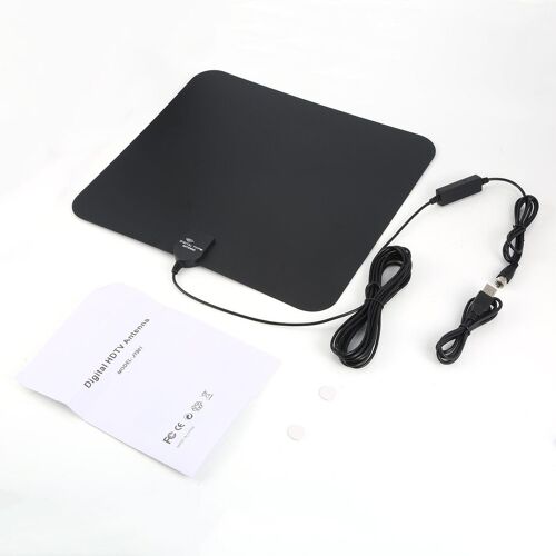 Antenne numérique intérieure amplifiée HDTV, 75ohm, portée de 25/35/50 Miles, avec Booster de Signal amovible, câble de 10 pieds, pour Chosing Black