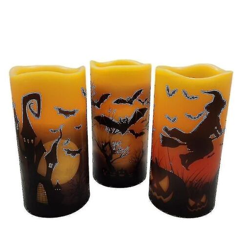 Flameless Flickering Candle Battery 6 Hour Timer Real Wax Led Pillar Candles Warm Light Castle Witch