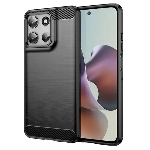 Coque Pour Motorola Moto G56 5g - Housse Etui Silicone Gel Carbone + Verre Trempe - Noir