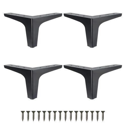 4pcs Métal Meubles Pieds, Noir Mat Canapé Pieds Pour Canapé Commode Chaise Lit Table Armoire Bricolage Remplacement