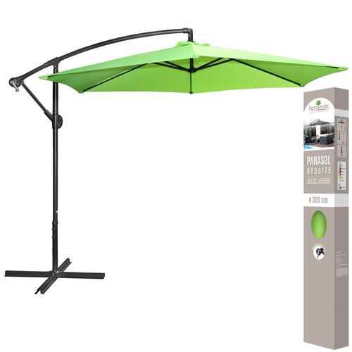 Parasol Déporté Avec Manivelle - Diam. 300 Cm. - Vert Anis