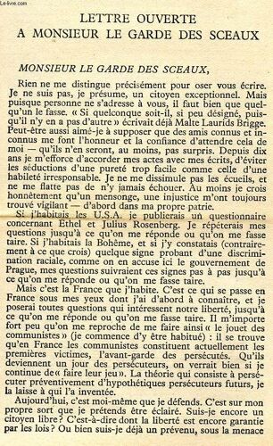 Lettre Ouverte A Monsieur Le Garde Des Sceaux