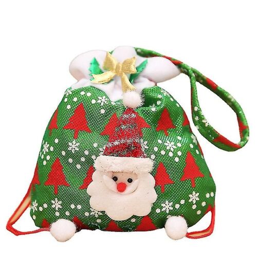 Xmas Presents Bags Candy Treat Pouches Christmas Gift Bags Santa Gift Bags. (green)(1pcs)