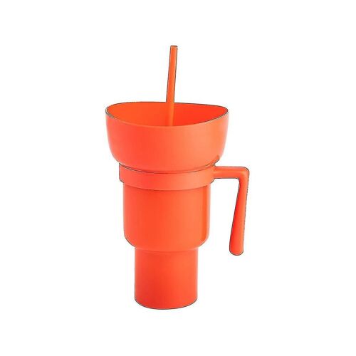 1pc Stadium Tumbler Popcorn Cup Snack Cup Multifunctional Cups 1000ml Orange