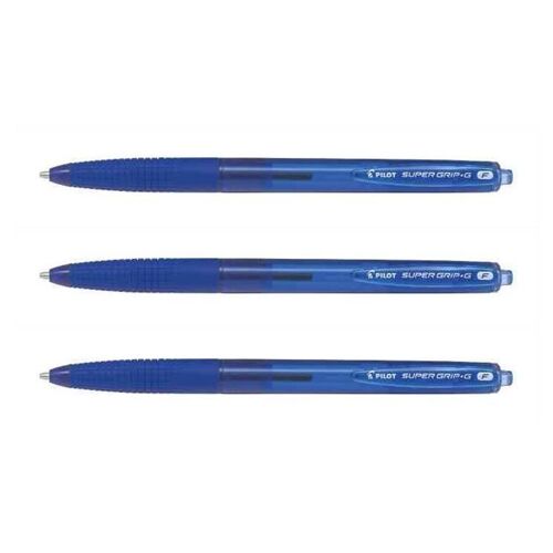 Pilot Lot De 3 Stylos À Bille Rétractable Super Grip G, Bleu