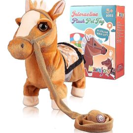 Marche Poney Jouet Musical Chant Danse Peluche Poney Interactif Marche Le Long Du Jouet Cheval Avec Laisse Pony Robot Peluche Animal En Peluche Secouant La Tête Fesses.