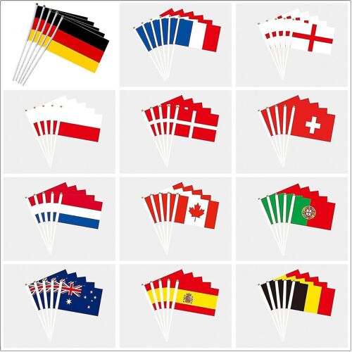 5pcs Flag Bunting Set, Small Mini Handheld Flags 21 x 14 cm, 2024 EURO Football Championship Party D