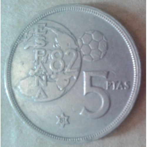 Pièce Espagne 5 Pesetas 1980 "Espana 1982" Coupe Du Monde De Football Juan Carlos Rey De Espana