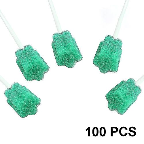 100pcs Oral Swabs Disposable Sponge Swab For Oral Care Cleaning Green