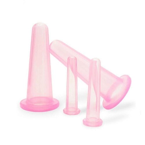 4pcs Natural Silicone Vacuum Cupping Cup Anti Cellulite Body Facial Therapy Massage Cups Beauty