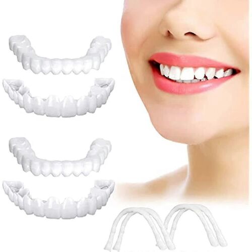 2 Pairs Fake Teeth Dentures Teeth For Women And Men Dental Veneers For Temporary Teeth Restoration