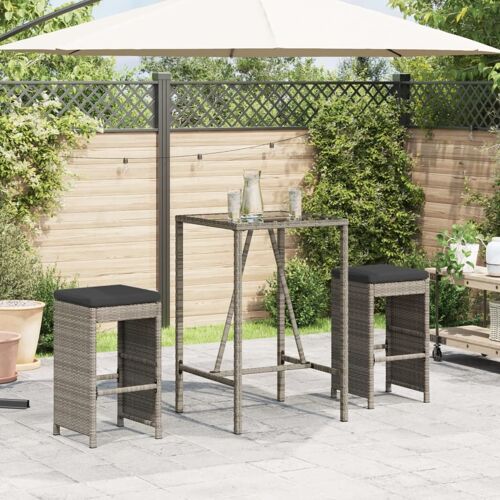 Vidaxl Tabourets De Bar Jardin Coussins Lot De 2 Gris Résine Tressée