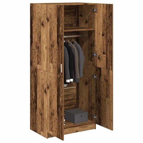 Vidaxl Garde-Robe Vieux Bois 80x52x180 Cm Bois D'ingénierie
