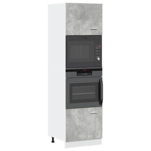 Vidaxl Armoire À Micro-Ondes Gris Béton 60x57x207 Cm Aggloméré