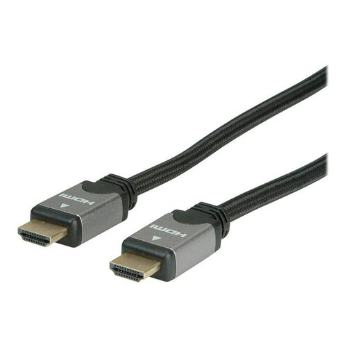 Roline High Speed - Câble HDMI avec Ethernet - HDMI mâle pour HDMI mâle - 10 m - double blindage - noir / argent