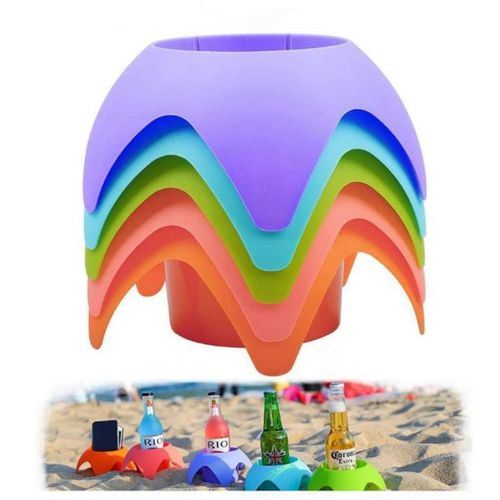 5 Porte-Gobelets De Plage Pour Boissons, Dessous De Verre De Sable
