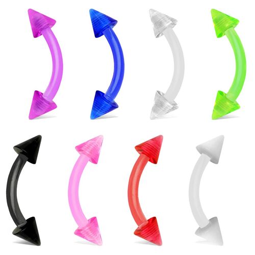 Lot 7 Piercings Arcade Florian Barre Acrylique Flexible Bioflex Sourcil Oreille Cartilage Tragus Helix Barbell Lovepiercing
