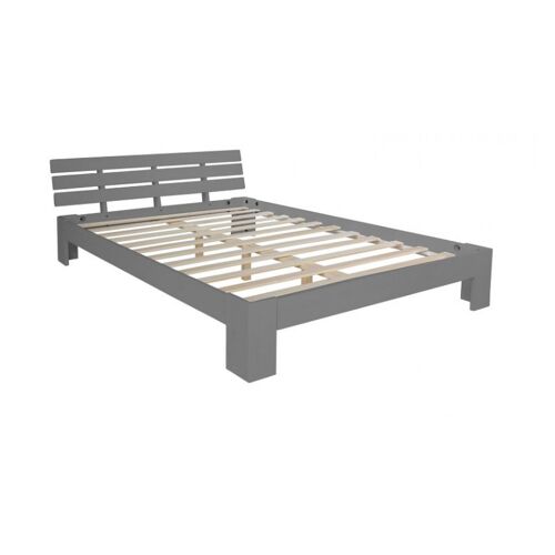 Lit Double Lit Futon En Bois 120x200 Lit Pin Gris Cadre De Lit En Bois Massif