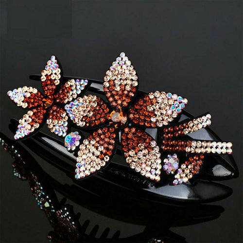 Pince À Cheveux Double Fleur Pour Femmes, Pince À Cheveux, Strass, Flexible, Durable, Tendance 