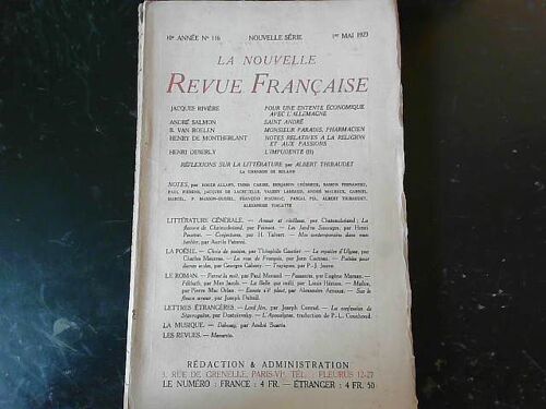 Nouvelle Revue Française N°116 Mai 1923