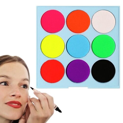 Palette De Fards À Barrage Uv Pour Femmes, Ombre À Barrage Blacklight, 9 Couleurs Scintillantes, Document Uv, Fard À Barrage Mélangeur Pour Halloween 