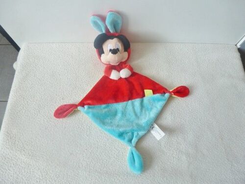 Doudou Mickey Mouse Disney Nicotoy Rouge Bleu Plat