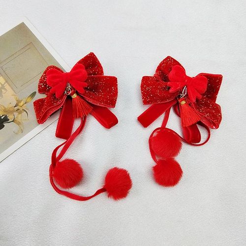 Pinces À Cheveux Pour Filles, 2 Pièces, Pendentif De Perruque À Noeud Année, Ornement, Jolies Barrettes, Épingles Pour Enfants, Accessoires De Cheveux 