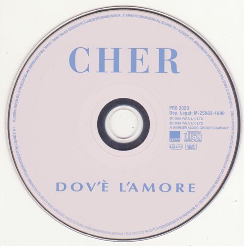 Cher Cd Maxi Monotitre Dov'è L'amore Pro 2020 No Pic
