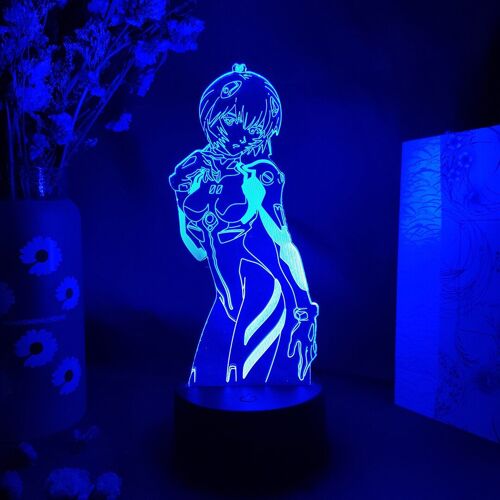 Lampe À L'effigie De L'anime Eva Ayanami Rei, Manga, 3d, Éclairage Vers Le Haut, Décoration De Chevet, Cadeau D'anniversaire, Otaku