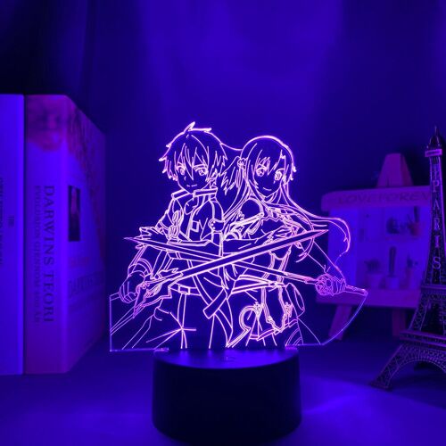 Lampe Led 3d En Forme D'épée, Thème Manga Kirito Et Asuna, Luminaire Décoratif D'intérieur, Idéal Pour Une Chambre À Coucher Ou Comme Cadeau D'anniversaire