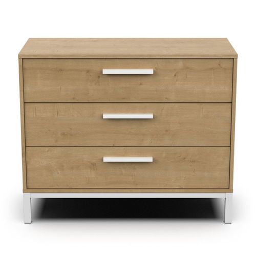 Commode 3 Tiroirs Décor Chêne Et Noir Mat - L90,7 Cm