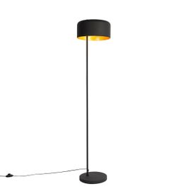 Lampadaire Rétro Noir Avec Intérieur Doré