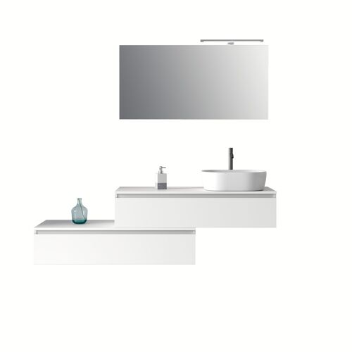 Meuble de salle de bain 5 pièces en mélamine blanc mat