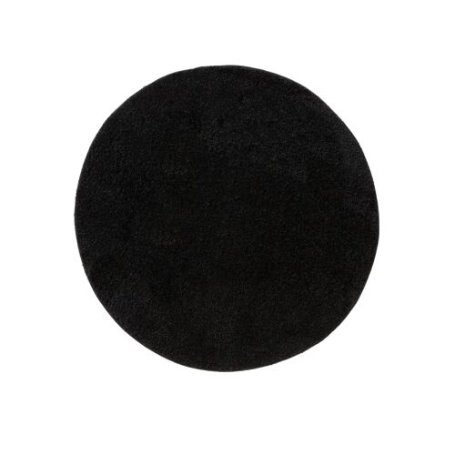 Tapis À Poils Longs Noir D 200 Rond