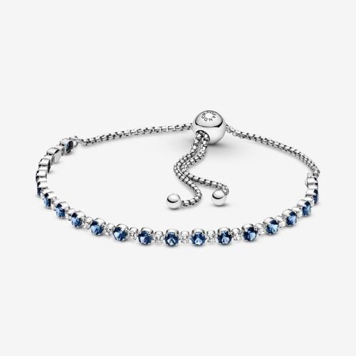Bracelet Coulissant Scintillant Bleu Et Incolore