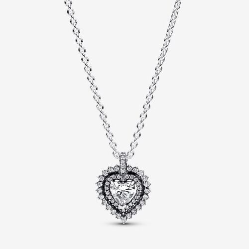 Pandora Collier À Pendentif Halo Coeur Scintillant
