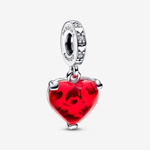 Pandora Charm Pendant Verre De Murano Rouge Disney Baiser De Mickey & Minnie