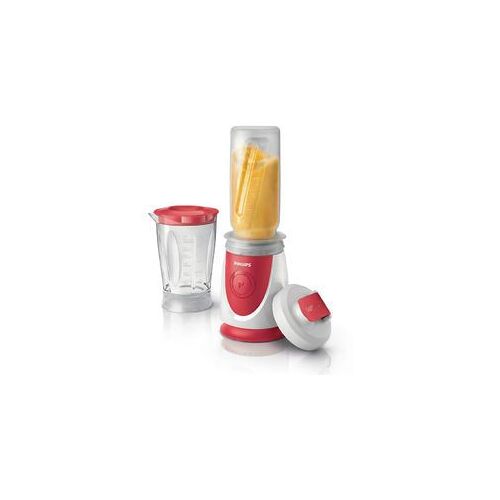 Philips Daily Collection HR2872 - Bol mixeur blender - 0.6 litre - 350 Watt - blanc/rouge