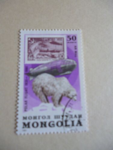 Timbre "Mongolie :Vol Polaire :1931-1981: Ours Blanc".