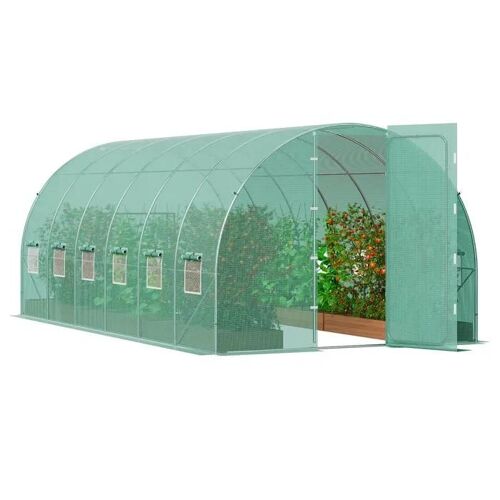 Serre Tunnel Jardin-Vevor-590x295x225 Cm-Couverture En Pe Verte-12 Fenêtres Enroulables-Pour Extérieur Cultiver Légumes Fleurs