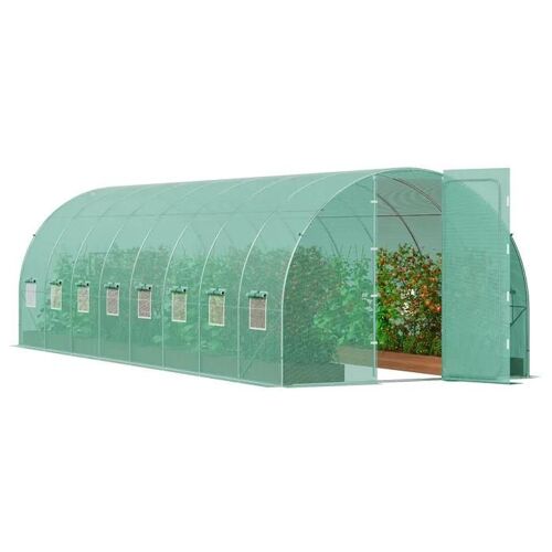 Serre Tunnel Jardin-Vevor-835x290x225 Cm-Couverture En Pe Verte-16 Fenêtres-Pour Extérieur Cultiver Légumes Fleurs